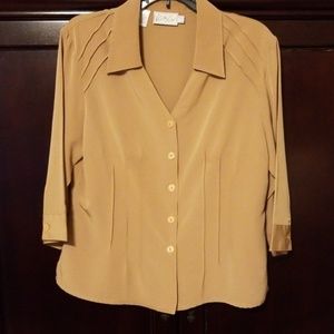 Tan 3/4 sleeve blouse Size 12